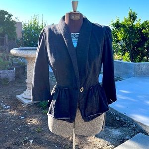 Cynthia Rowley designer grey blazer peplum 3/4sleeve soft szM knit jersey